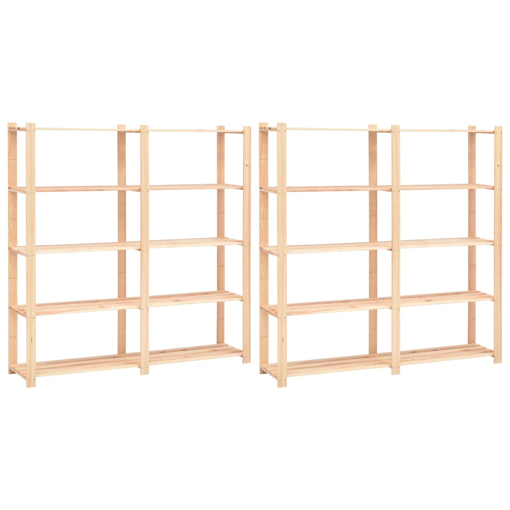 vidaXL Regały z 5 półkami, 2 szt., 170x38x170 cm, sosna, 500 kg