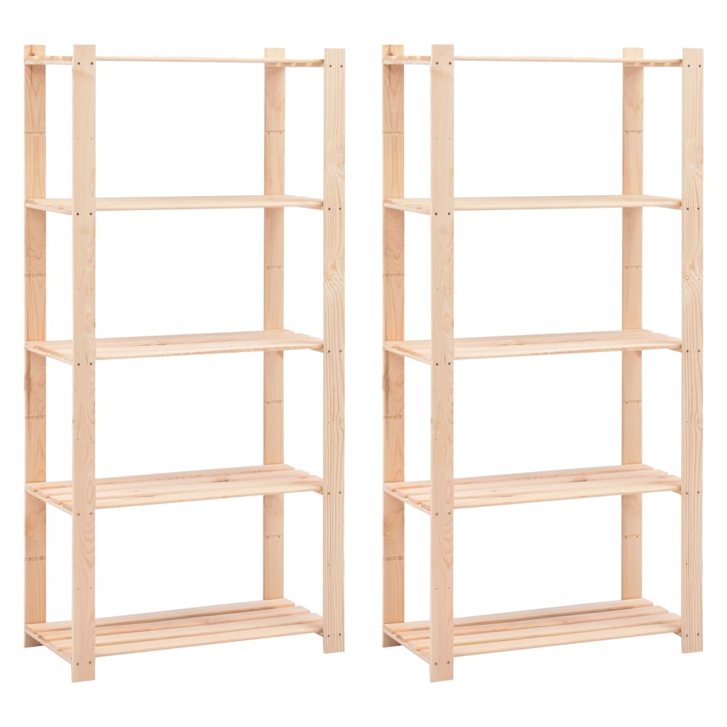 vidaXL Regały z 5 półkami, 2 szt., 80x38x170 cm, sosna, 250 kg