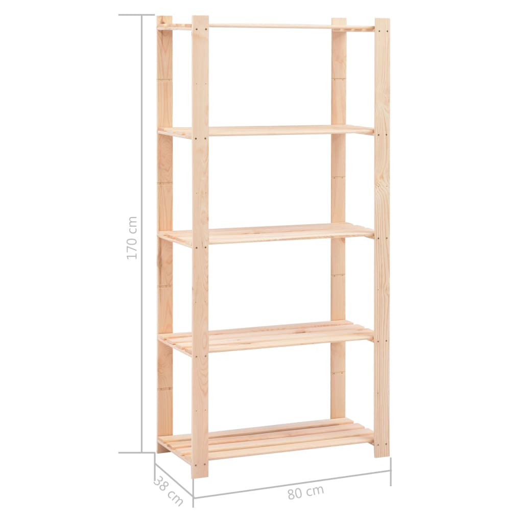 vidaXL Regały z 5 półkami, 5 szt., 80x38x170 cm, sosna, 250 kg