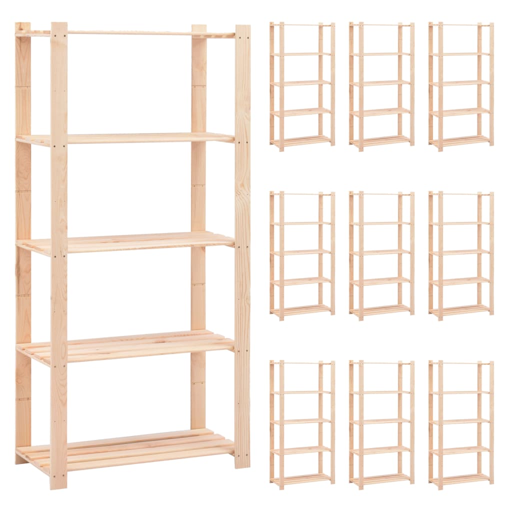 vidaXL Regały z 5 półkami, 10 szt., 80x38x170 cm, sosna, 250 kg