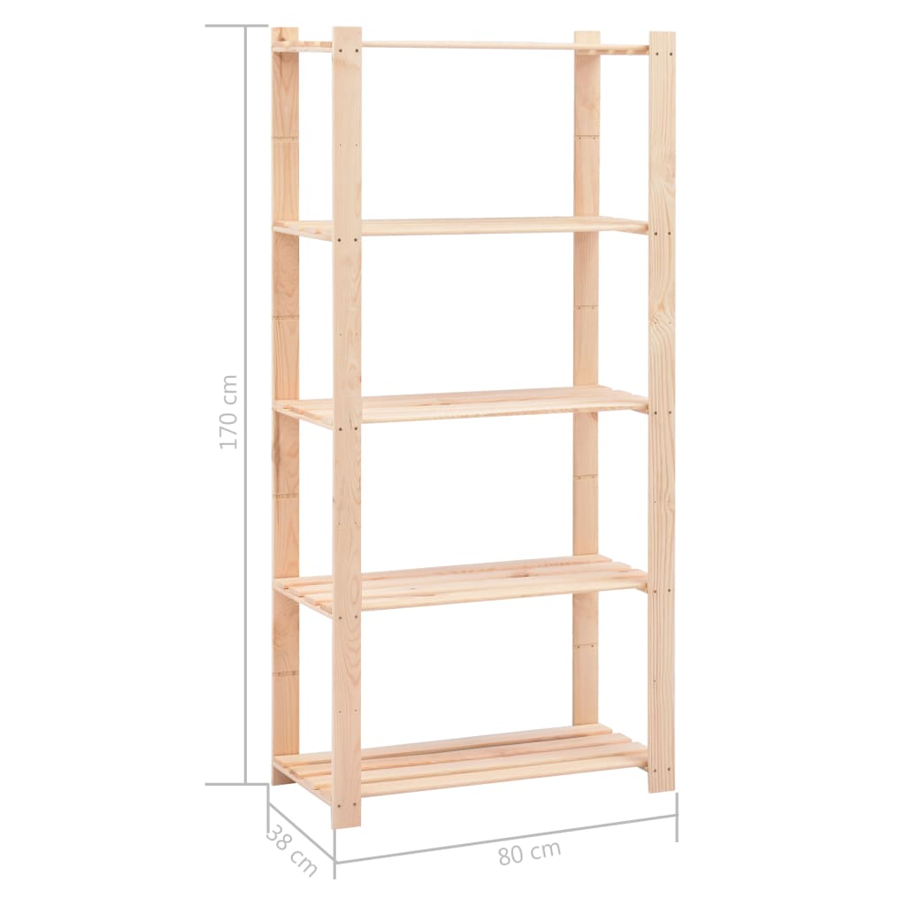 vidaXL Regały z 5 półkami, 10 szt., 80x38x170 cm, sosna, 250 kg