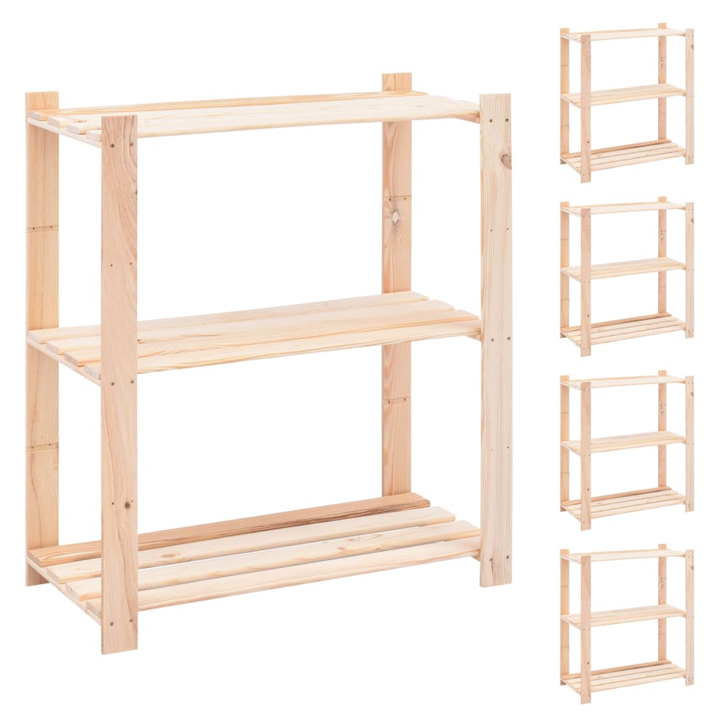 vidaXL Regały z 3 półkami, 5 szt., 80x38x90 cm, sosna, 150 kg