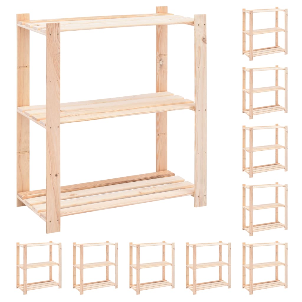 vidaXL Regały z 3 półkami, 10 szt., 80x38x90 cm, sosna, 150 kg