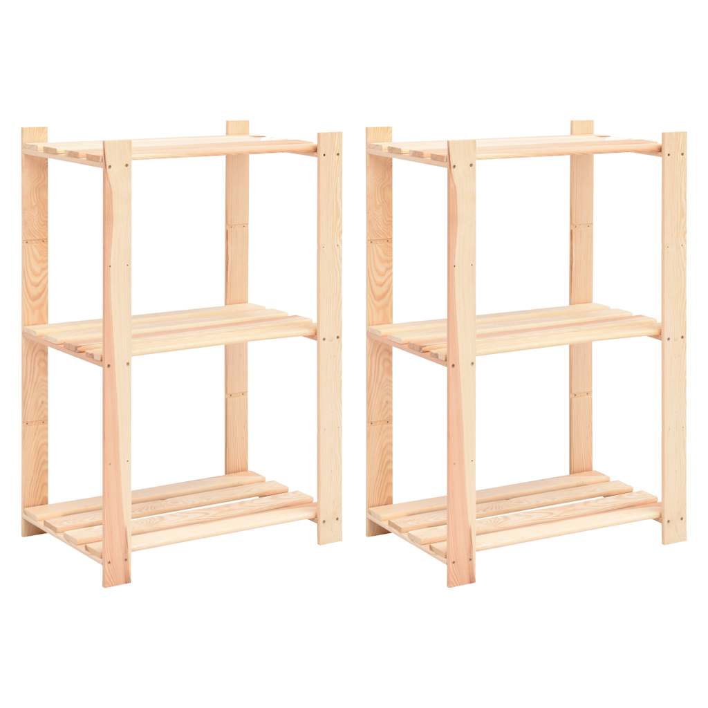 vidaXL Regały z 3 półkami, 2 szt., 60x38x90 cm, sosna, 150 kg
