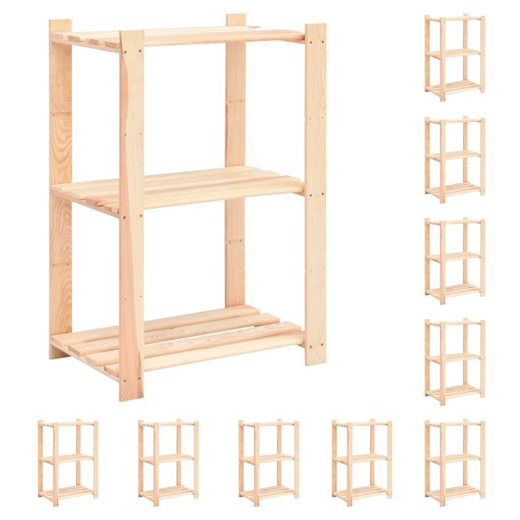 vidaXL Regały z 3 półkami, 10 szt., 60x38x90 cm, sosna, 150 kg