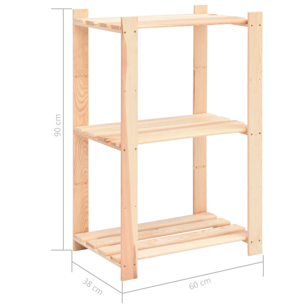 vidaXL Regały z 3 półkami, 10 szt., 60x38x90 cm, sosna, 150 kg