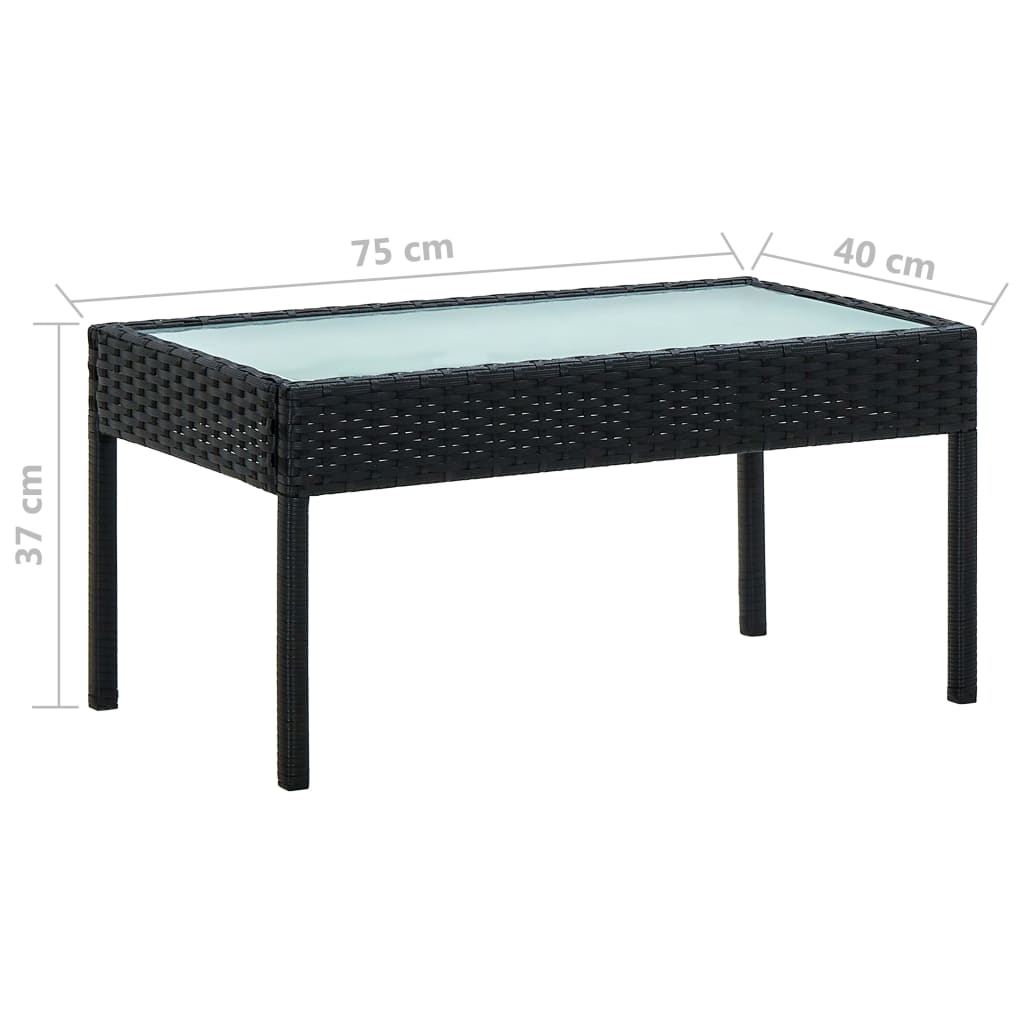 vidaXL 4-cz. zestaw wypoczynkowy do ogrodu, poduszki, rattan PE czarny