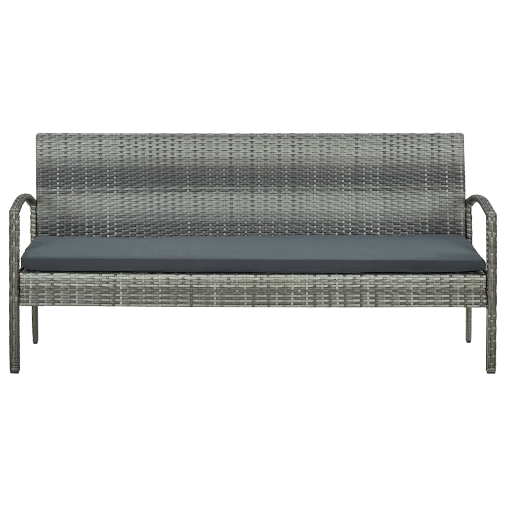 vidaXL 3-osobowa sofa ogrodowa z poduszką, polirattan, szara