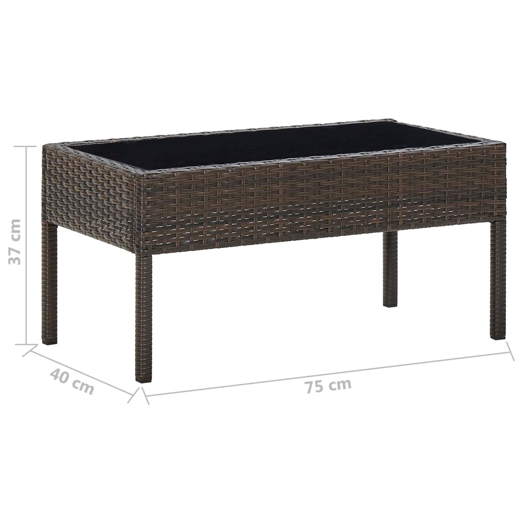 vidaXL Stolik ogrodowy, brązowy, 75x40x37 cm, rattan PE