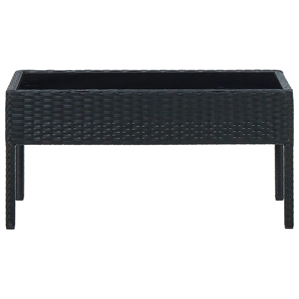 vidaXL Stolik ogrodowy, czarny, 75x40x37 cm, rattan PE