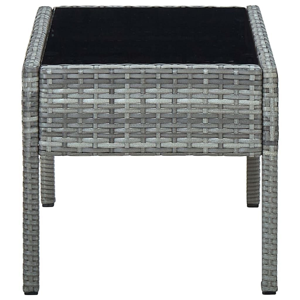 vidaXL Stolik ogrodowy, szary, 75x40x37 cm, rattan PE