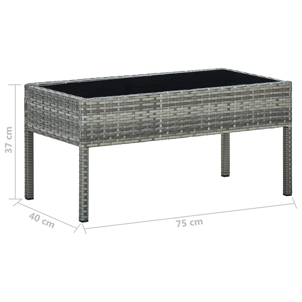 vidaXL Stolik ogrodowy, szary, 75x40x37 cm, rattan PE