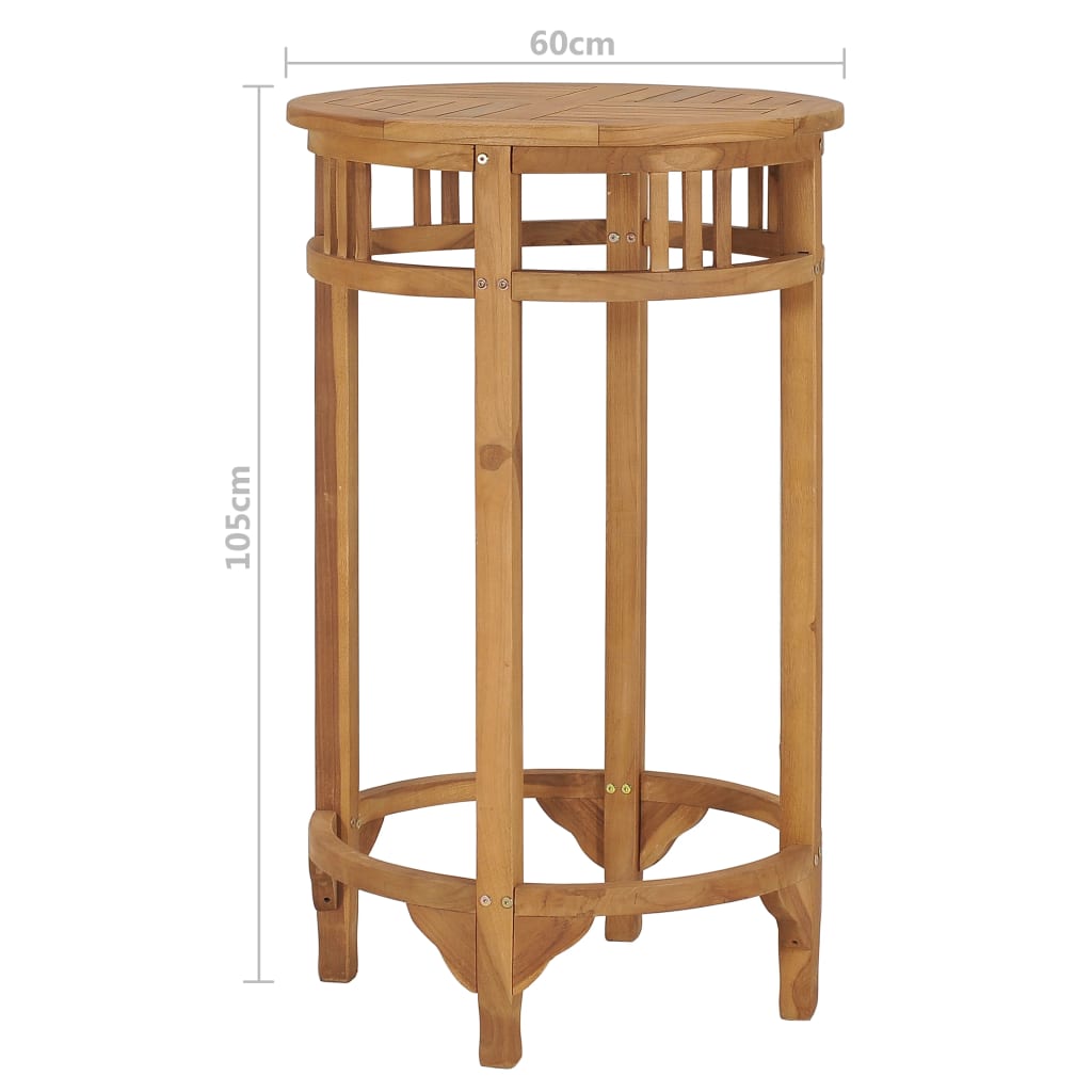 vidaXL Stolik barowy, Ø 60 cm, lite drewno tekowe