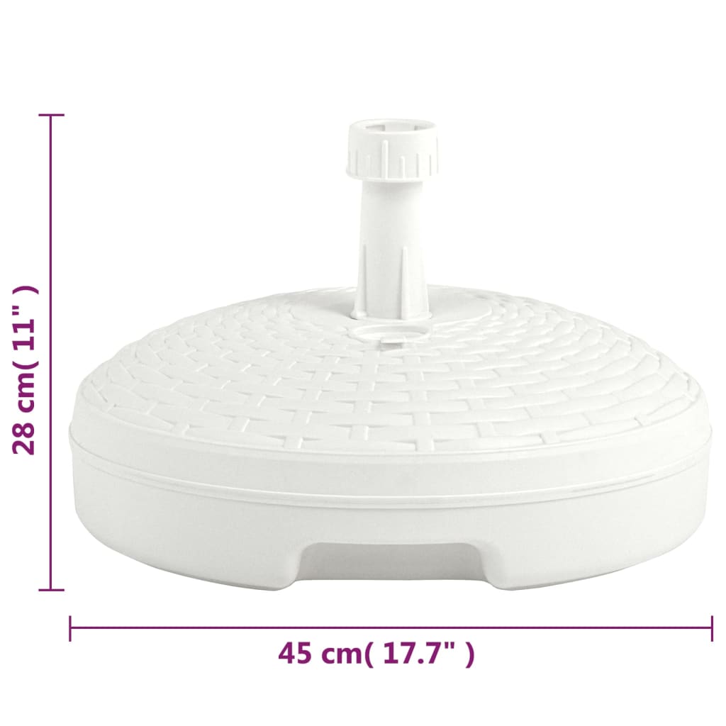 vidaXL Podstawa pod parasol, 20 L, biała, rattan z tworzywa