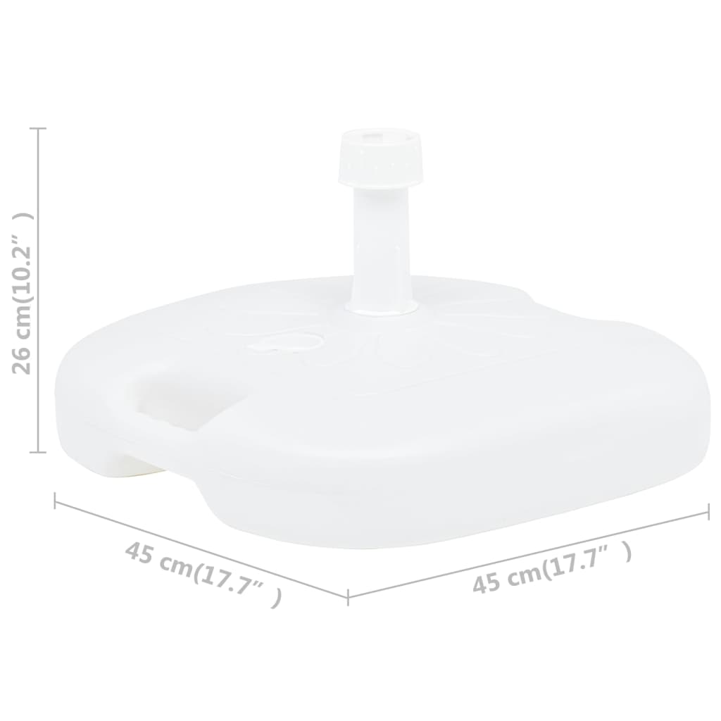 vidaXL Podstawa pod parasol, wypełniana wodą/piaskiem, 16 L, biała