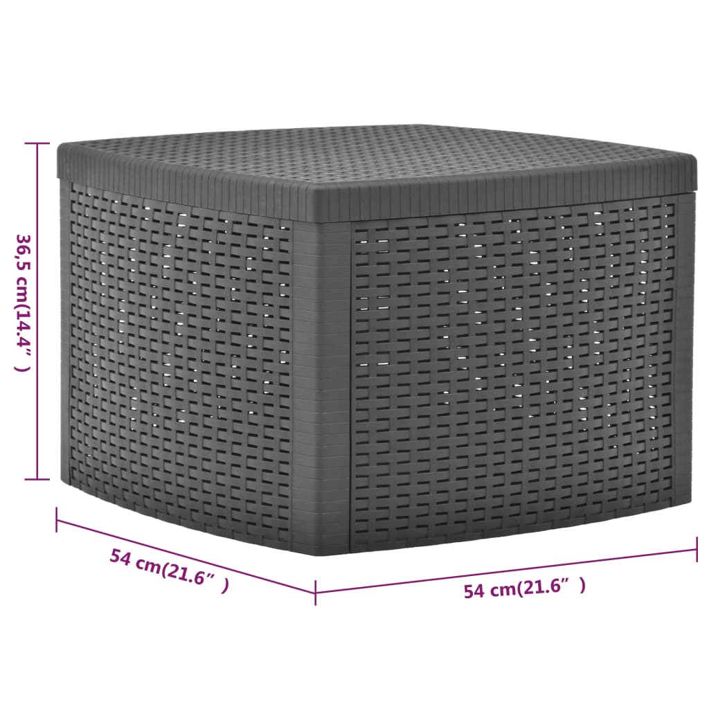 vidaXL Stolik boczny, antracytowy, 54x54x36,5 cm, plastikowy