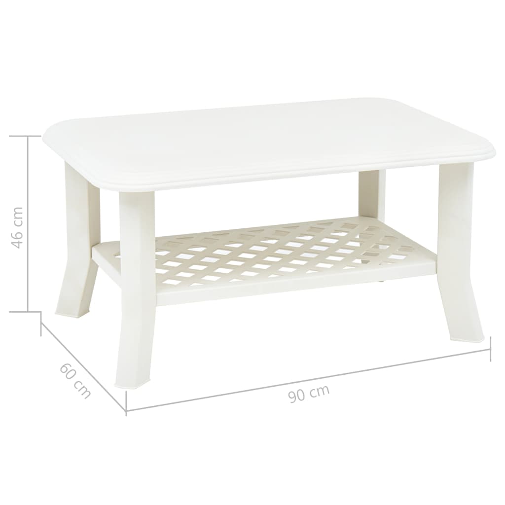 vidaXL Stolik kawowy, biały, 90x60x46 cm, plastikowy