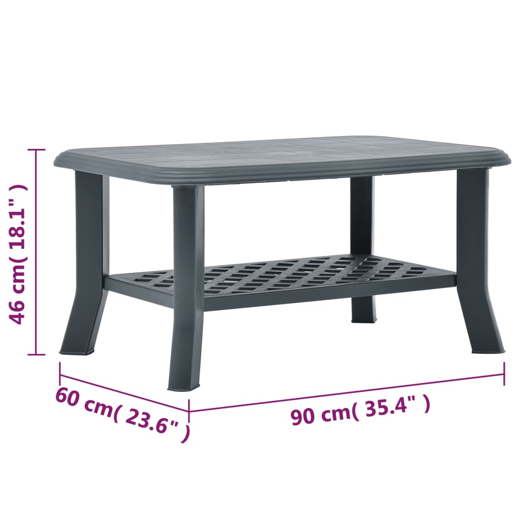 vidaXL Stolik kawowy, zielony, 90x60x46 cm, plastikowy