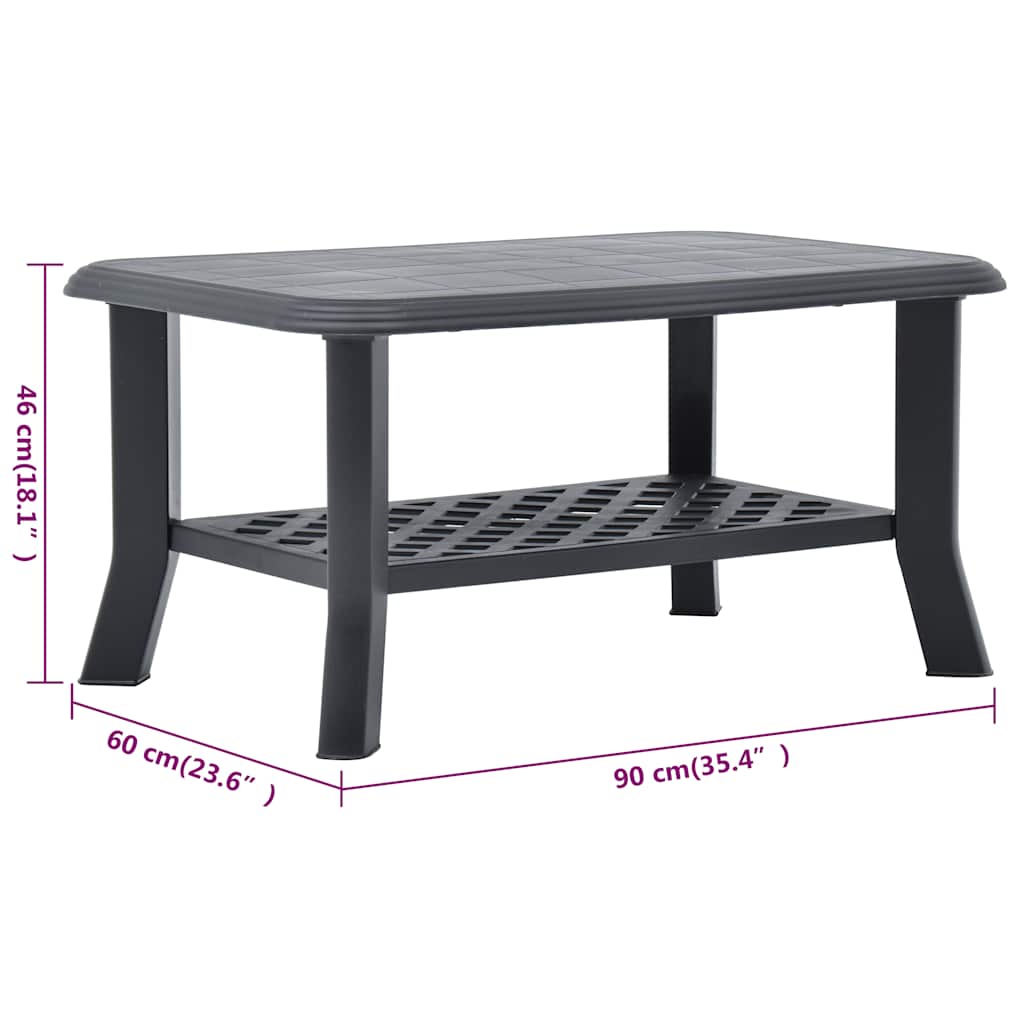 vidaXL Stolik kawowy, antracytowy, 90x60x46 cm, plastikowy