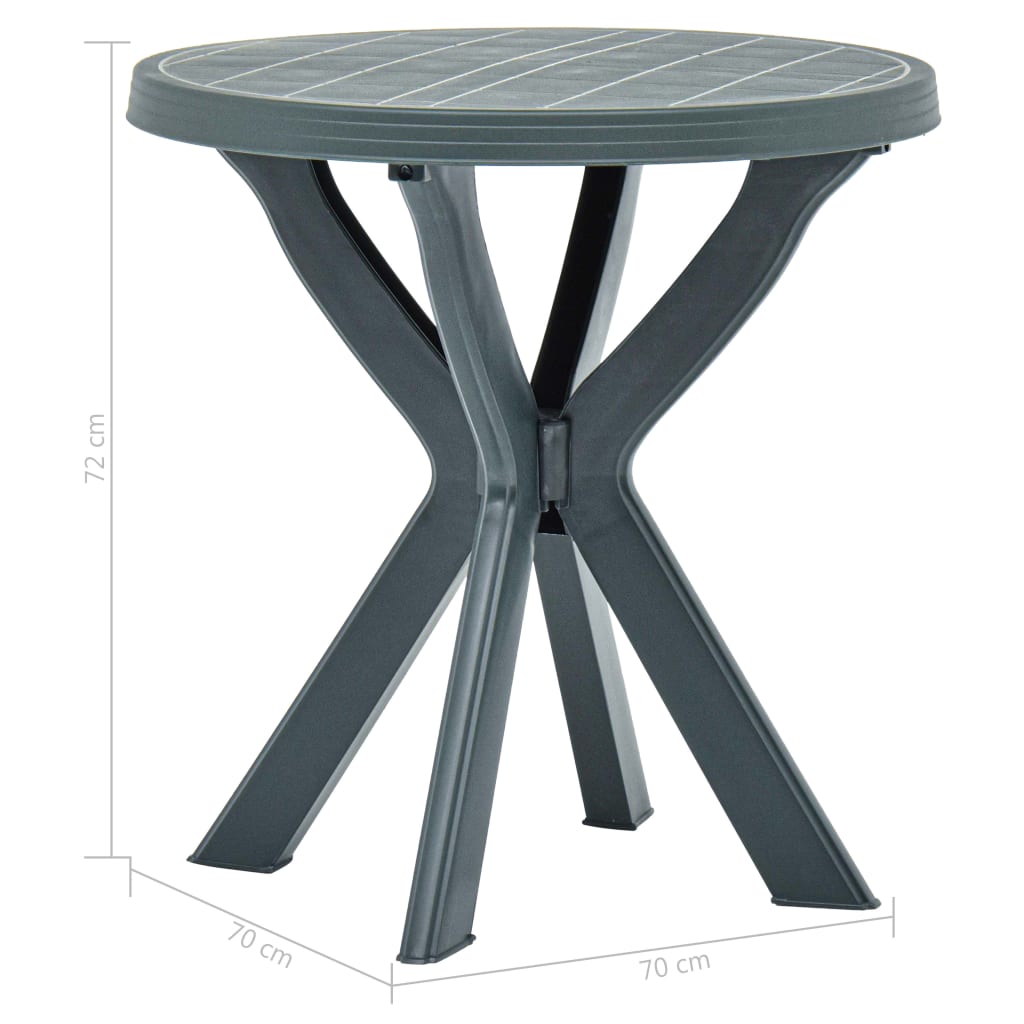 vidaXL Stolik bistro, zielony, Ø70 cm, plastikowy