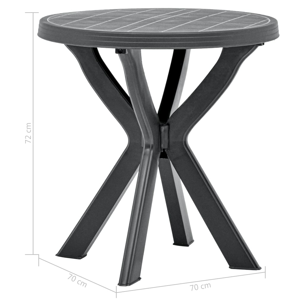 vidaXL Stolik bistro, antracytowy, Ø70 cm, plastikowy
