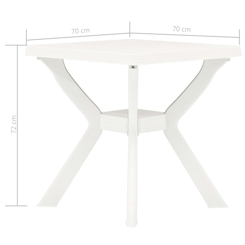 vidaXL Stolik bistro, biały, 70x70x72 cm, plastikowy