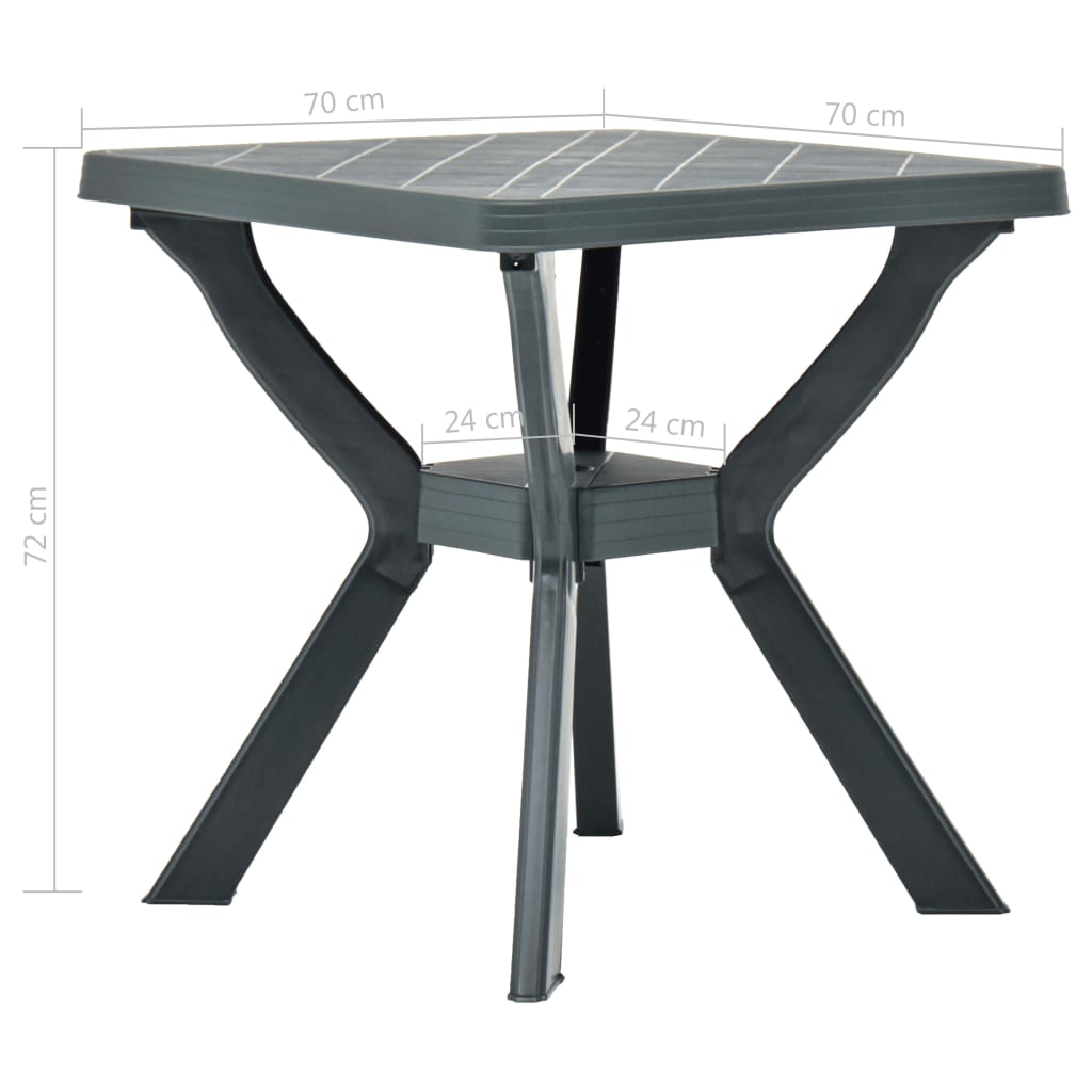 vidaXL Stolik bistro, zielony, 70x70x72 cm, plastikowy