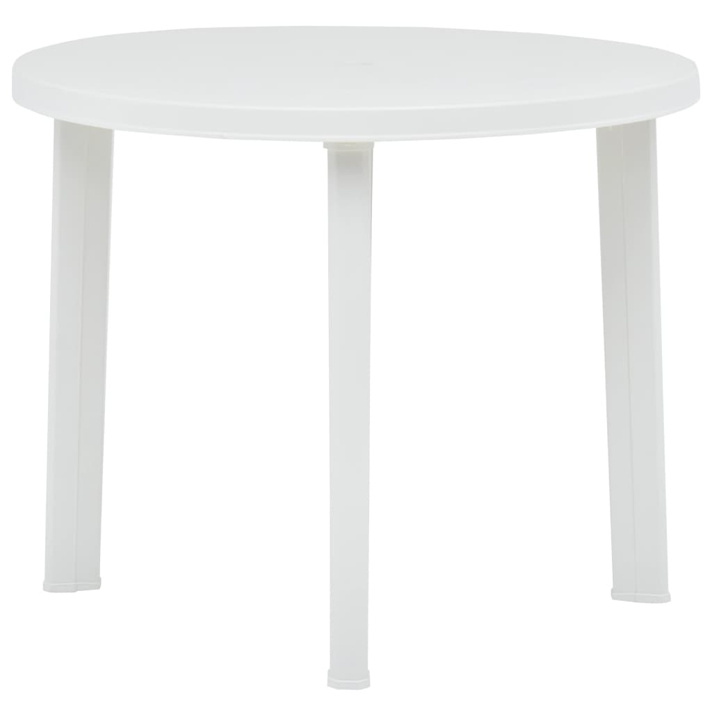vidaXL Stolik ogrodowy, biały, 89 cm, plastikowy