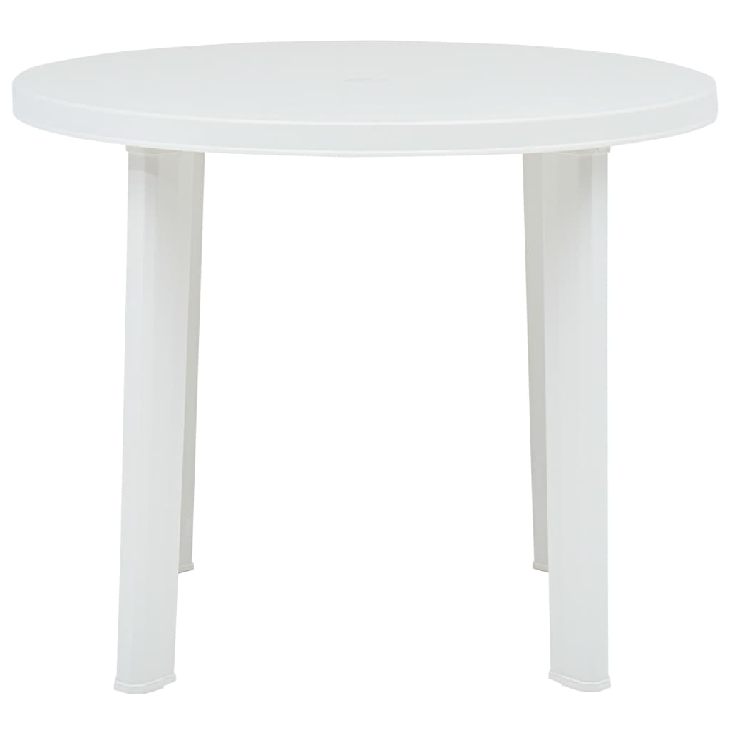vidaXL Stolik ogrodowy, biały, 89 cm, plastikowy