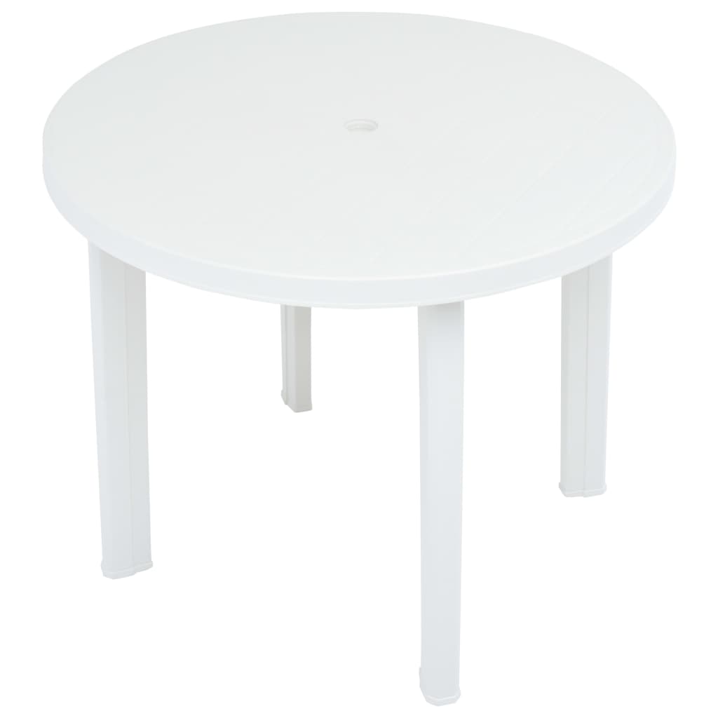 vidaXL Stolik ogrodowy, biały, 89 cm, plastikowy