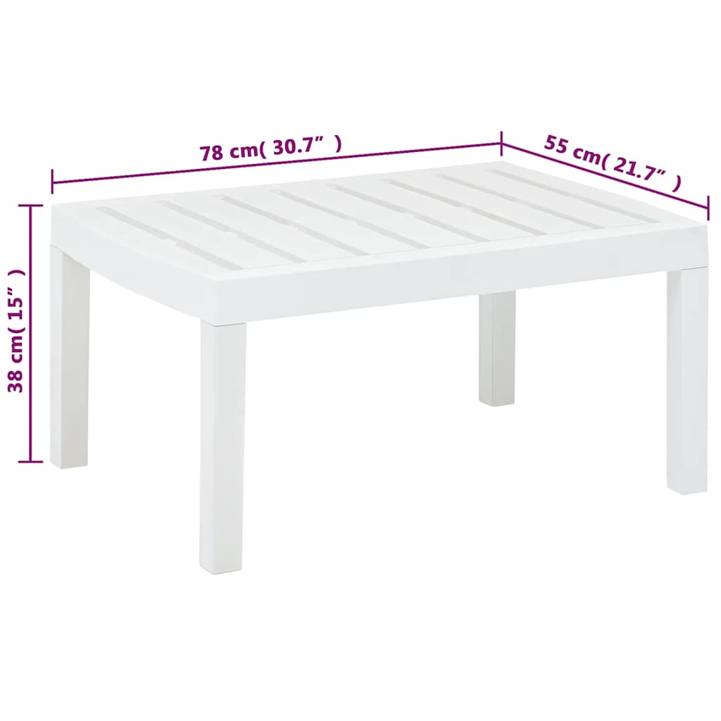 vidaXL Stolik ogrodowy, biały, 78x55x38 cm, plastikowy
