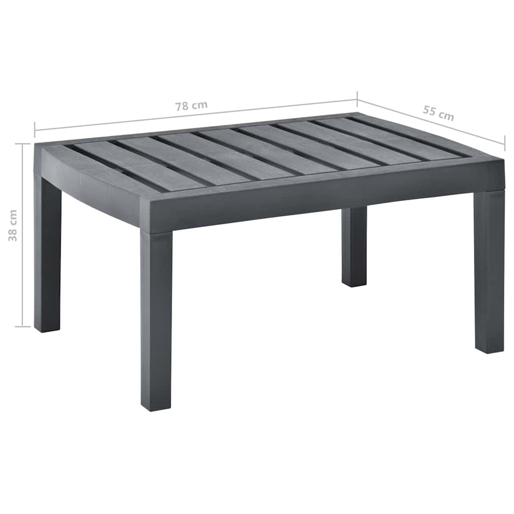 vidaXL Stolik ogrodowy, antracytowy, 78x55x38 cm, plastikowy