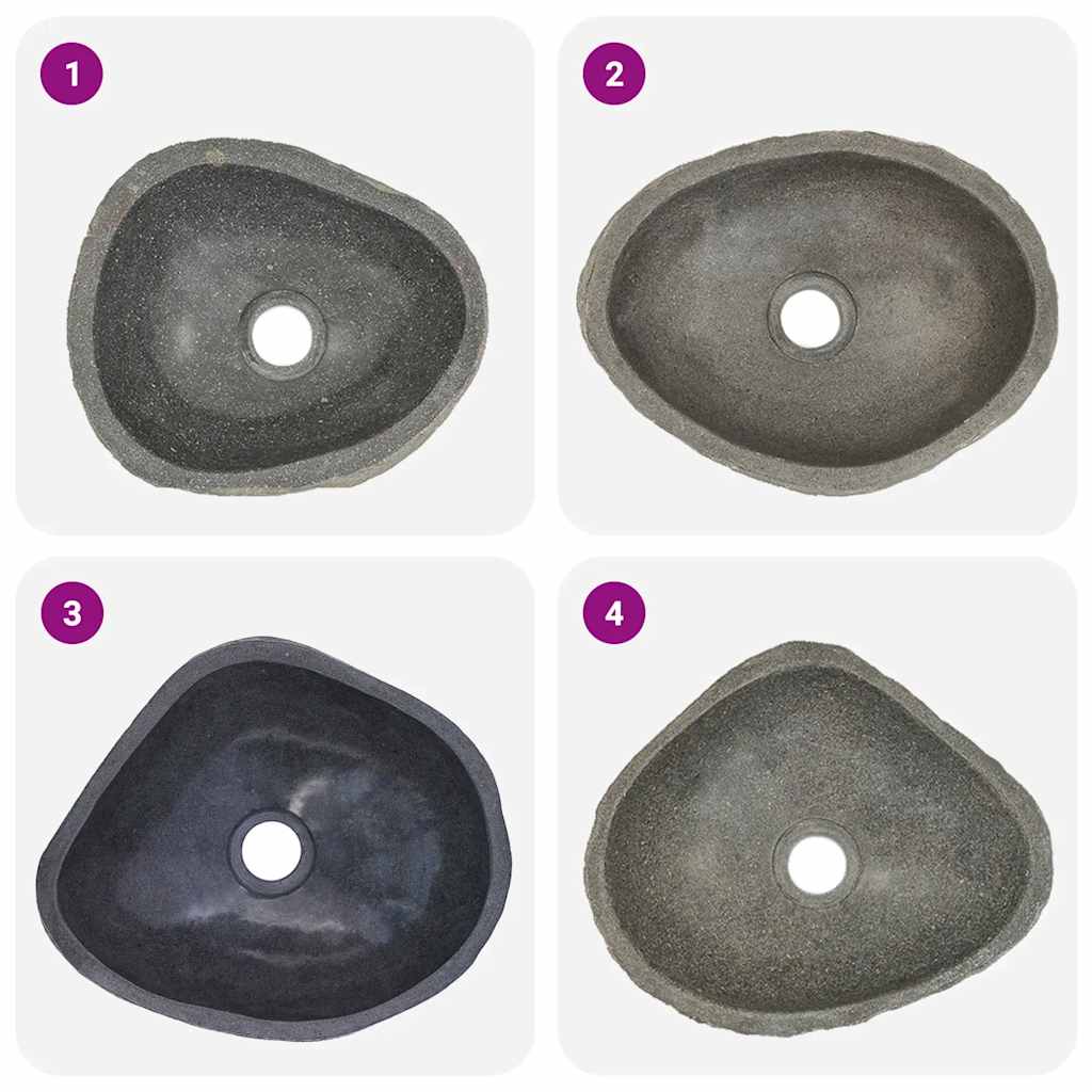 vidaXL Umywalka z kamienia rzecznego, owalna, (29-38)x(24-31) cm