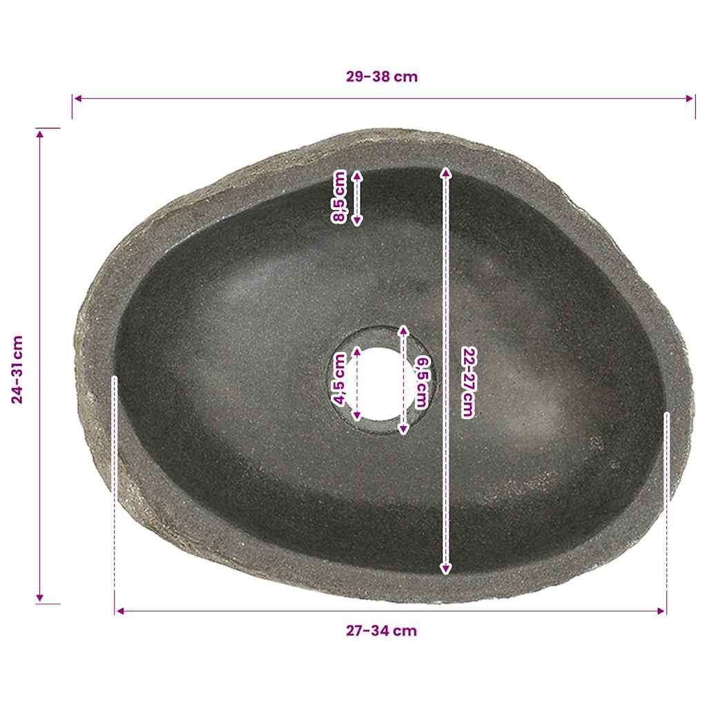 vidaXL Umywalka z kamienia rzecznego, owalna, (29-38)x(24-31) cm