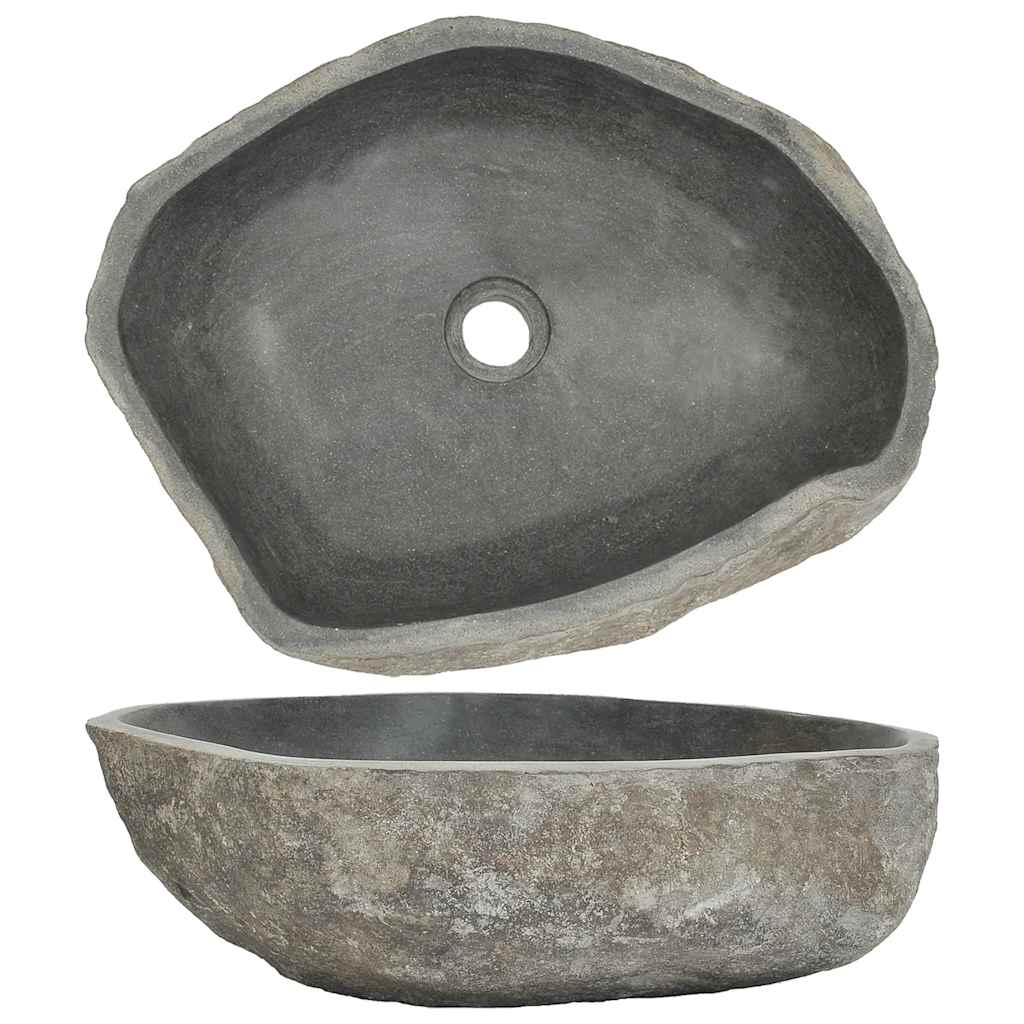 vidaXL Umywalka z kamienia rzecznego, owalna, (45-53)x(34-41) cm