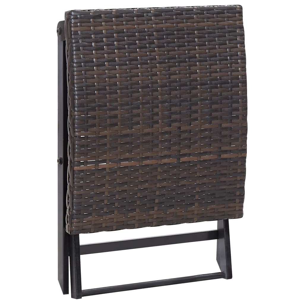 vidaXL Składany stołek, rattan PE, brąz