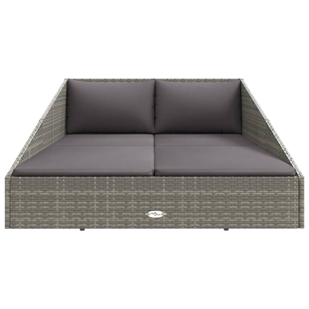 vidaXL Leżanka ogrodowa, szara, 110x200 cm, rattan PE