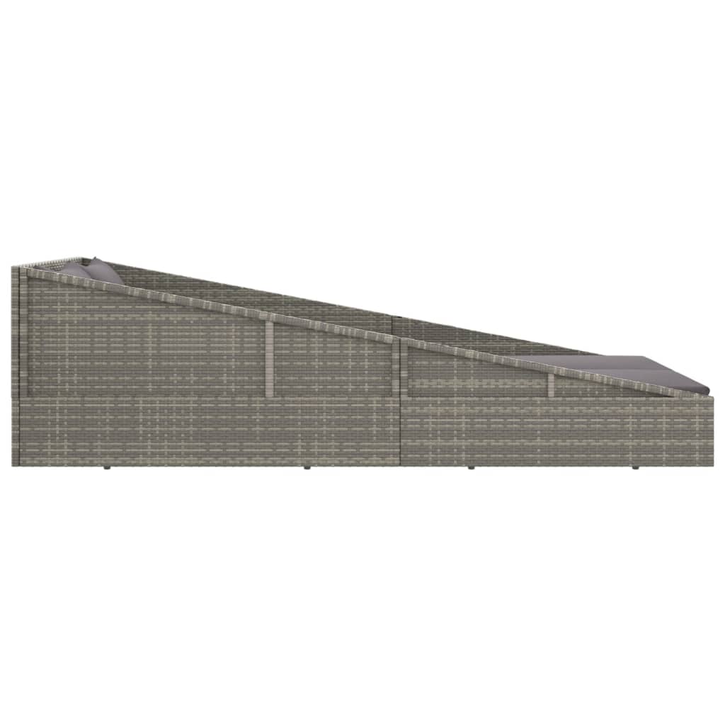 vidaXL Leżanka ogrodowa, szara, 110x200 cm, rattan PE
