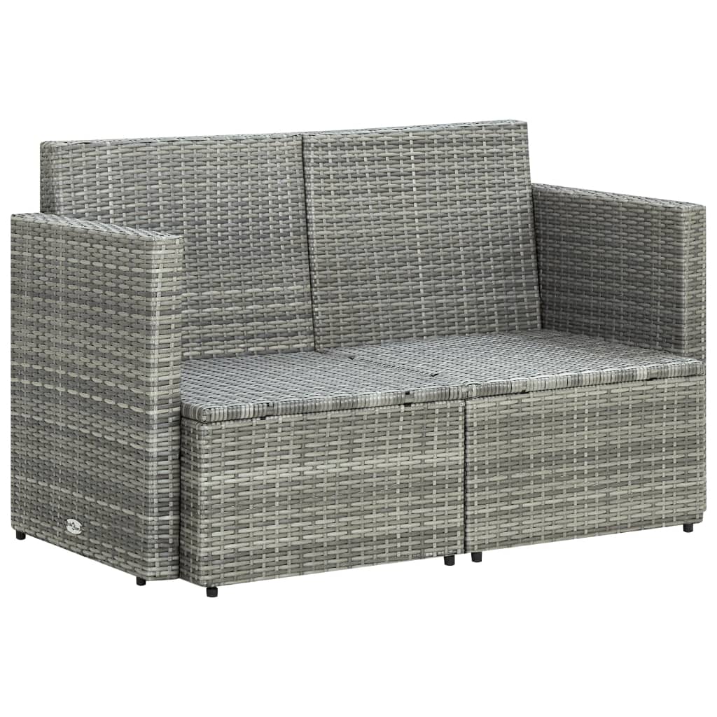 vidaXL 2-osobowa sofa ogrodowa z poduszkami, polirattan, szara