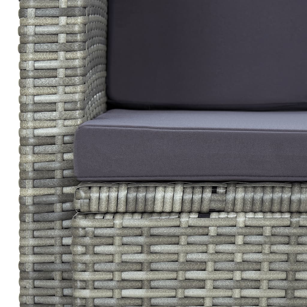 vidaXL 2-osobowa sofa ogrodowa z poduszkami, polirattan, szara