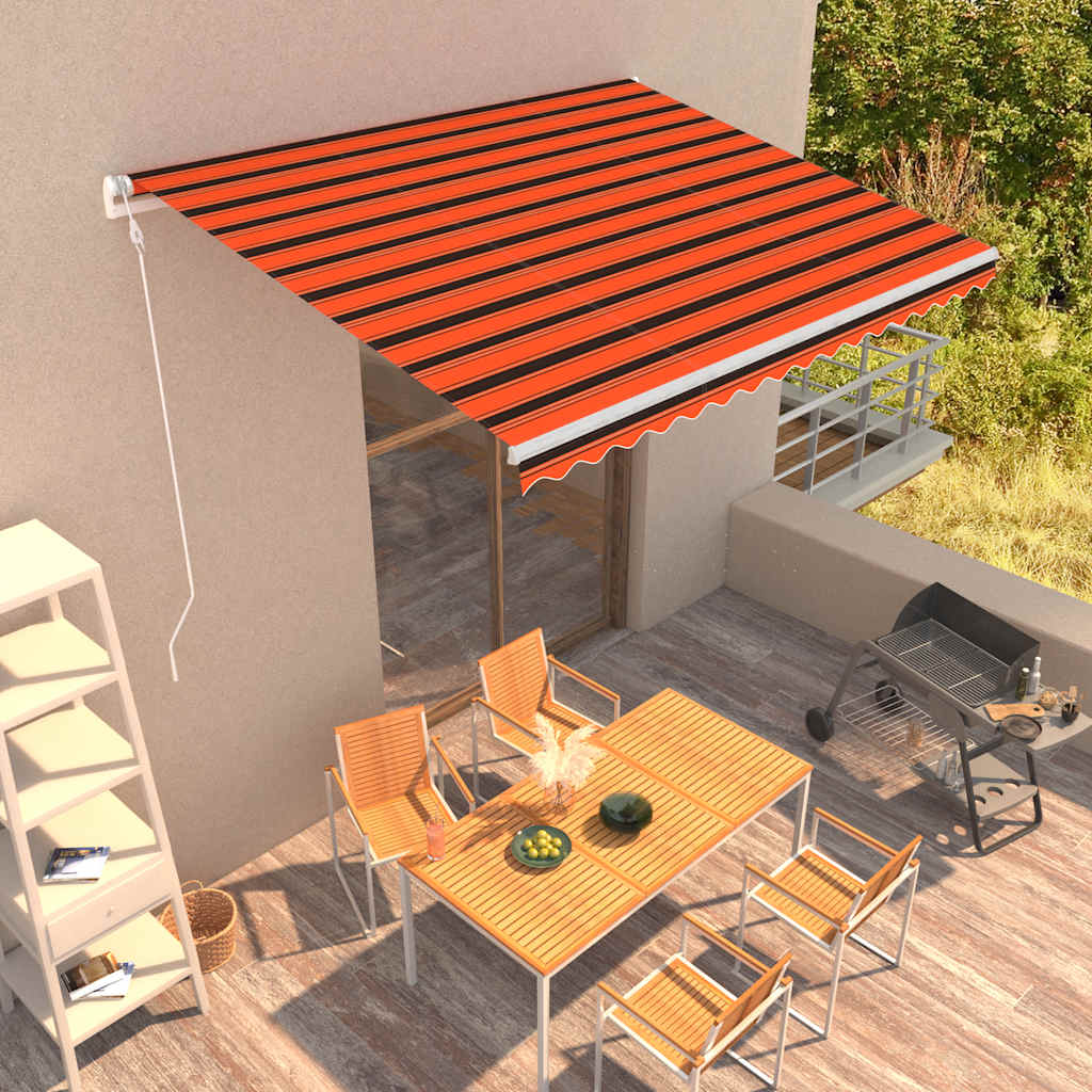vidaXL Automatycznie zwijana markiza, 400x300 cm, pomarańczowo-brązowa