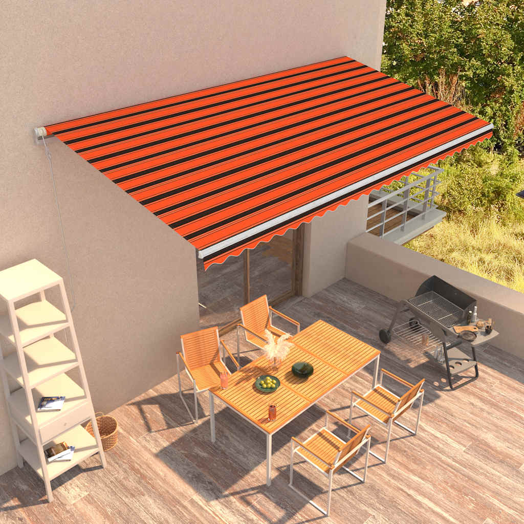 vidaXL Automatycznie zwijana markiza, 600x300 cm, pomarańczowo-brązowa