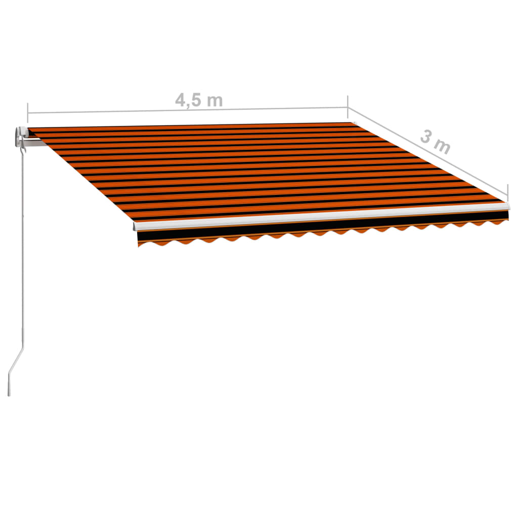 vidaXL Ręcznie zwijana markiza, 450 x 300 cm, pomarańczowo-brązowa