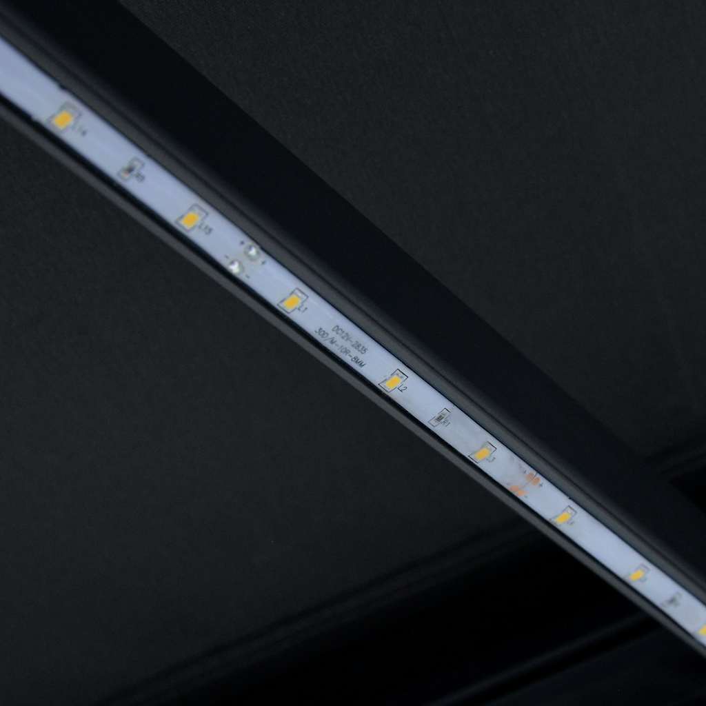 vidaXL Ręcznie zwijana markiza z LED, 300 x 250 cm, antracytowa