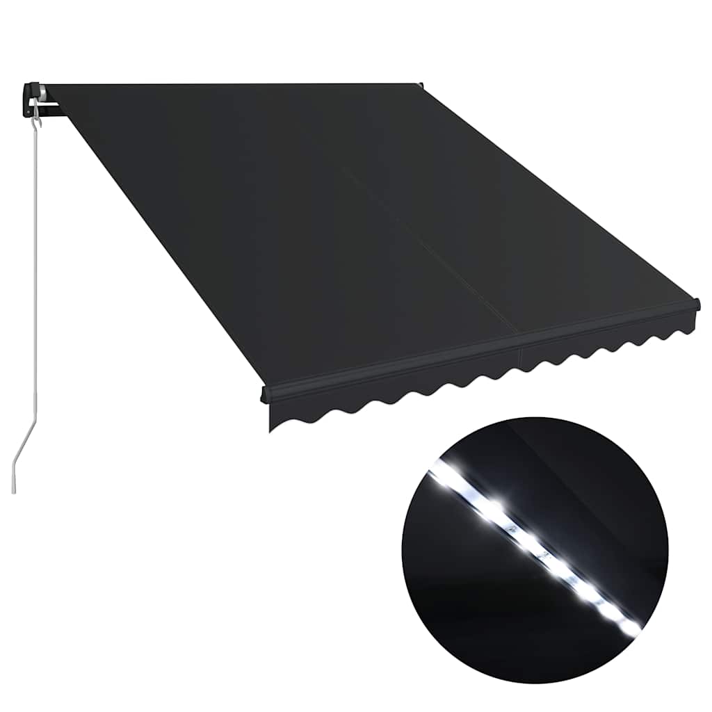 vidaXL Ręcznie zwijana markiza z LED, 350 x 250 cm, antracytowa