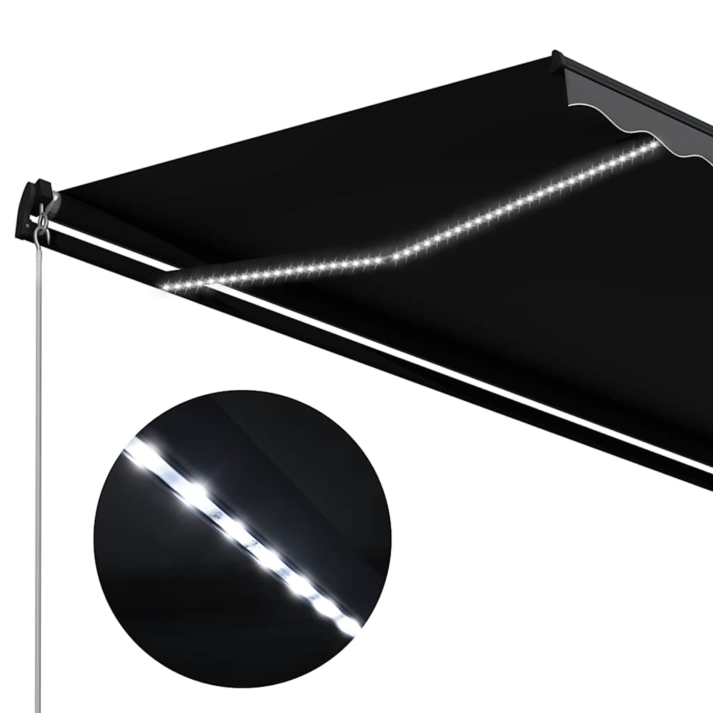 vidaXL Ręcznie zwijana markiza z LED, 350 x 250 cm, antracytowa