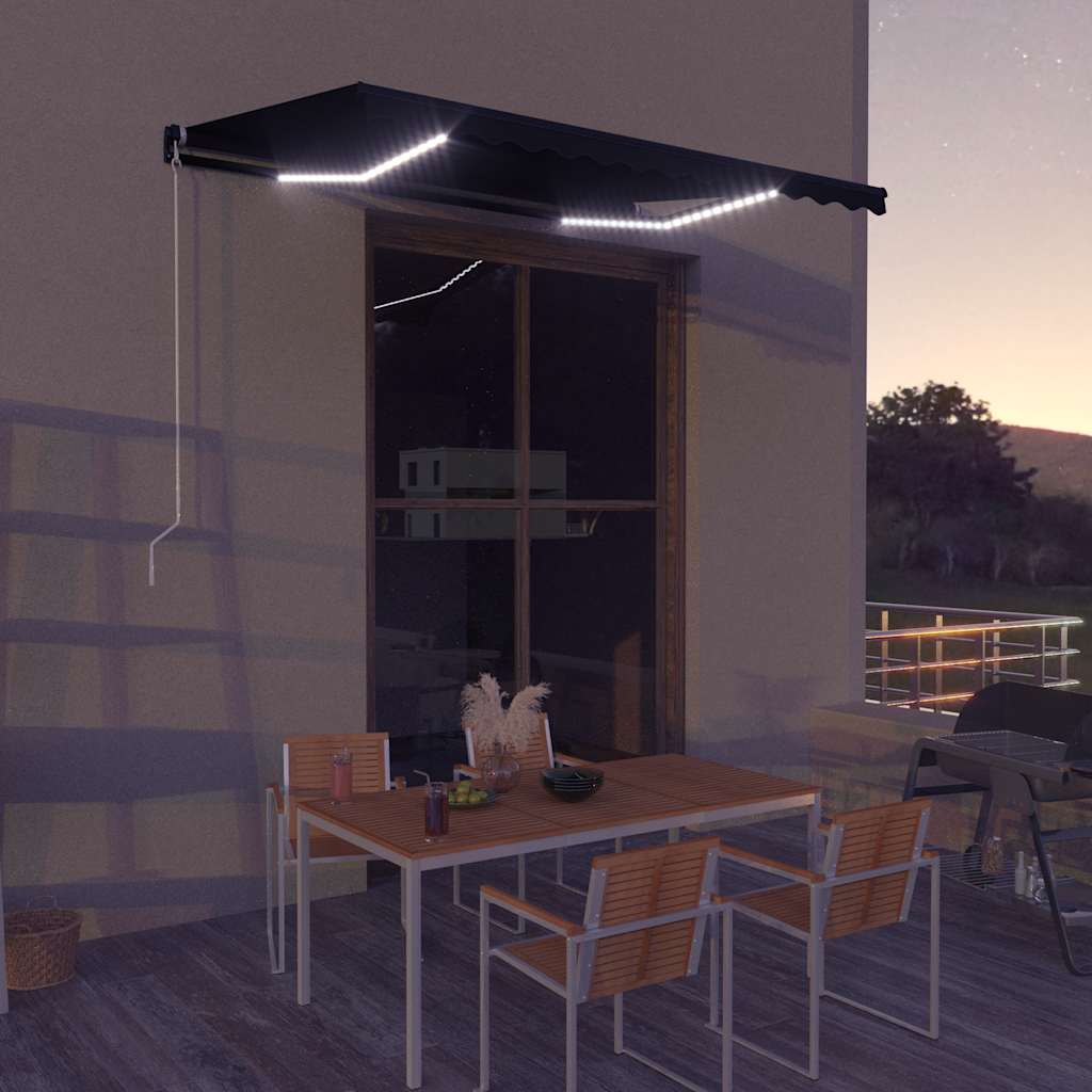 vidaXL Ręcznie zwijana markiza z LED, 350 x 250 cm, antracytowa