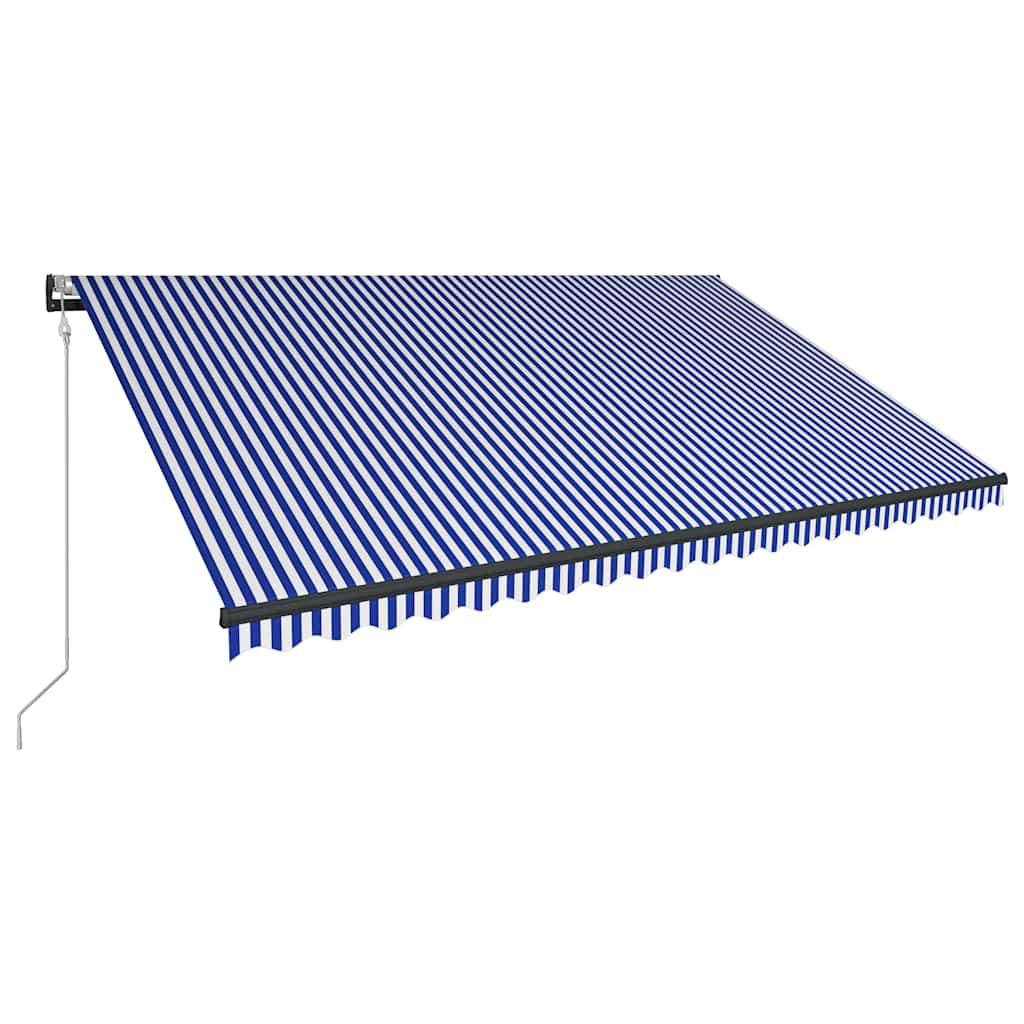 vidaXL Markiza z LED i czujnikiem wiatru, 500x300 cm, niebiesko-biała