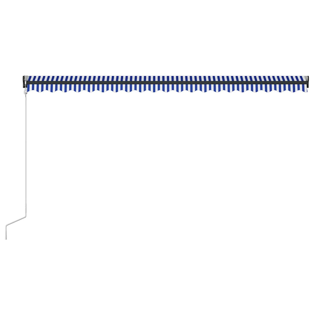 vidaXL Markiza z LED i czujnikiem wiatru, 500x300 cm, niebiesko-biała