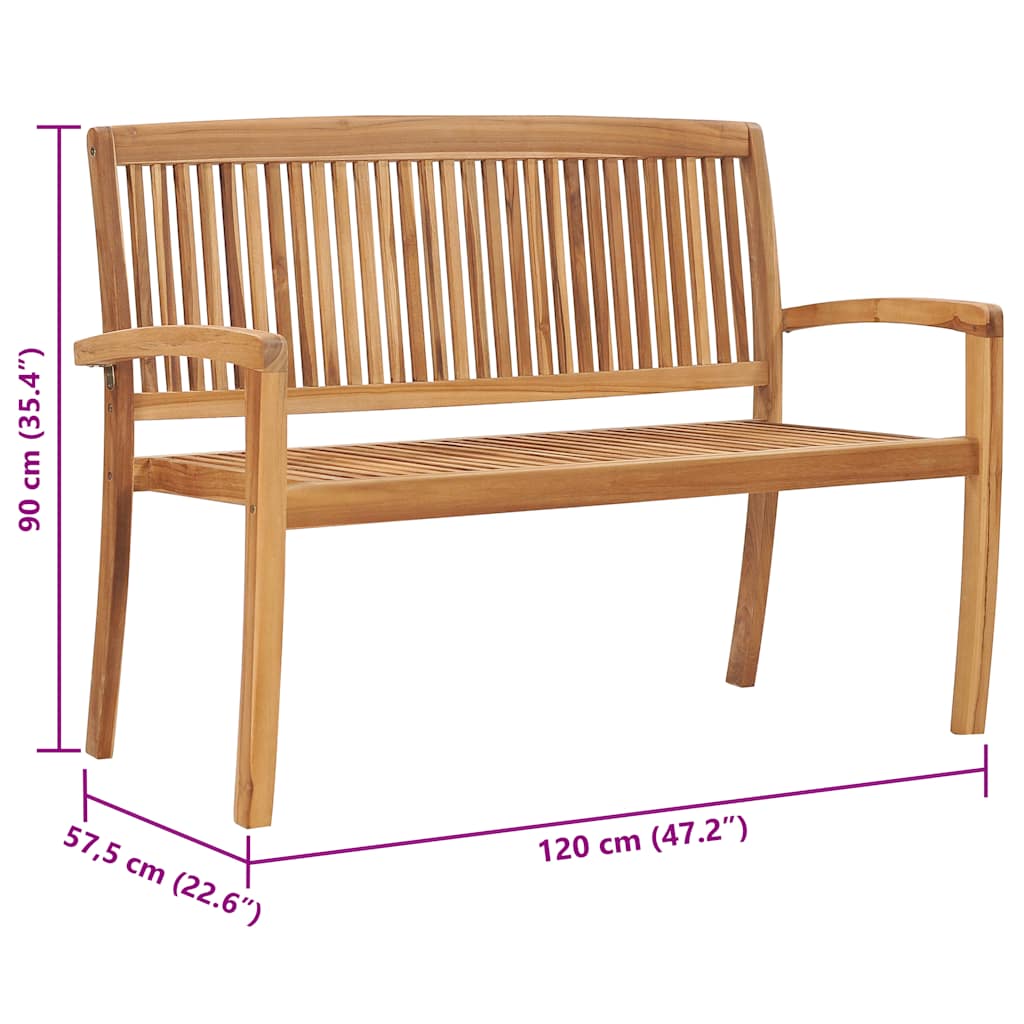 vidaXL 2-osobowa ławka ogrodowa, 120 cm, lite drewno tekowe